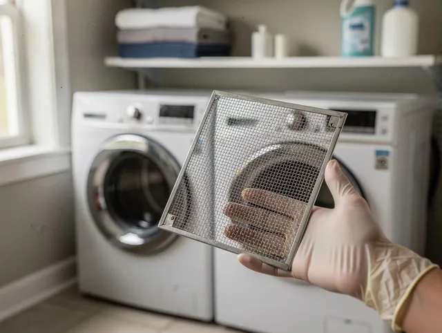San Dimas Dryer Vent Cleaning specialist performing detailed lint trap cleaning service in San Dimas