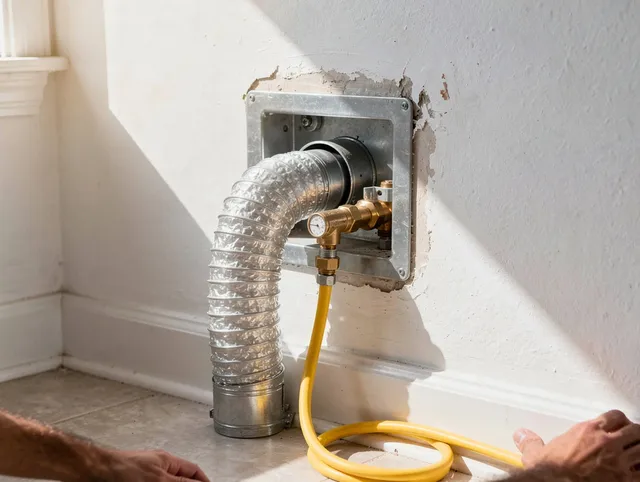 San Dimas Dryer Vent Cleaning certified technician performing specialized gas dryer vent cleaning in San Dimas